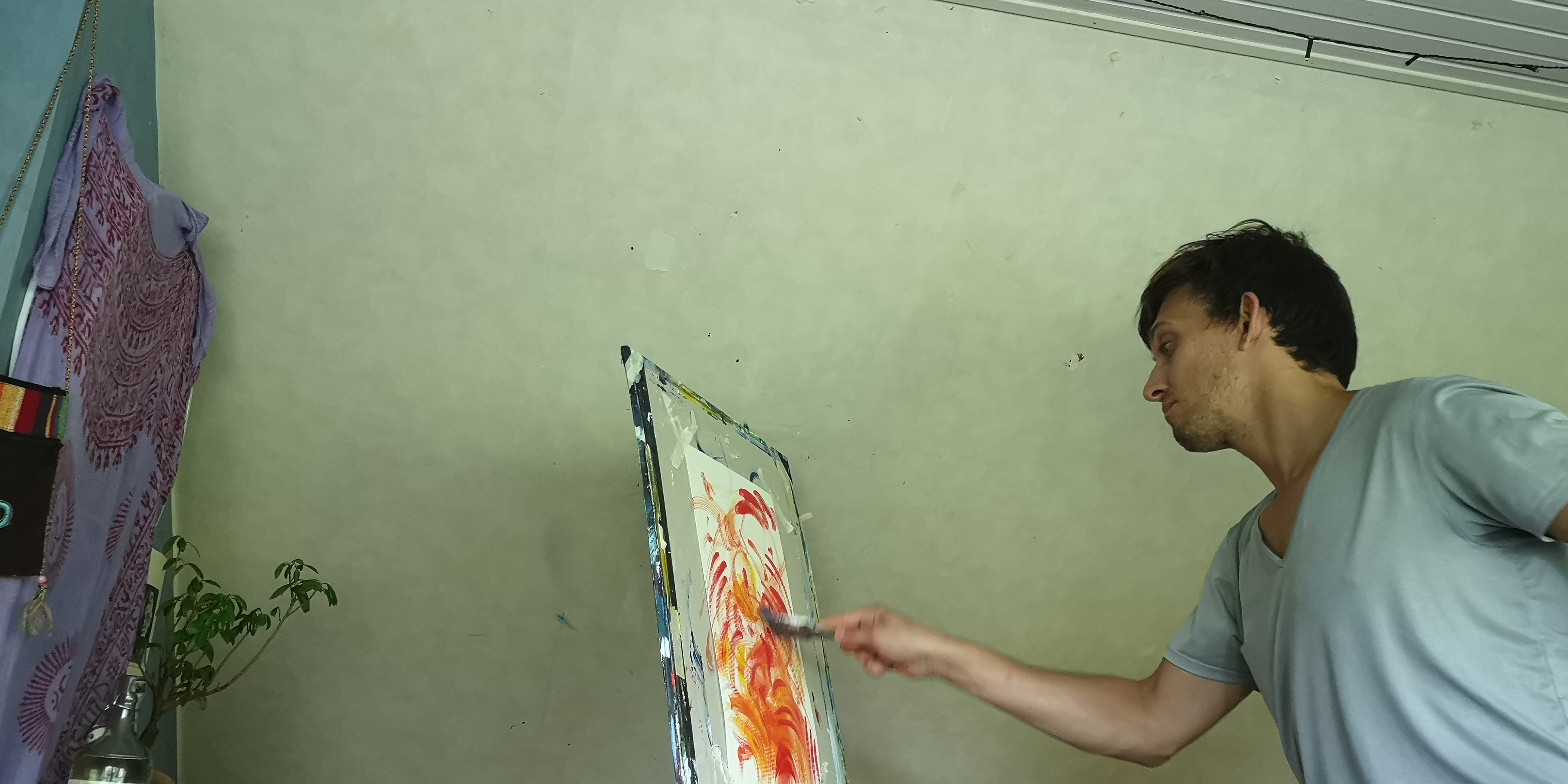 Artist at work in the studio
